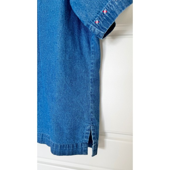 Vintage 90s Tantrums Patriotic Denim Shirt Embroidered Stars Stripes & Hearts L - Picture 10 of 10